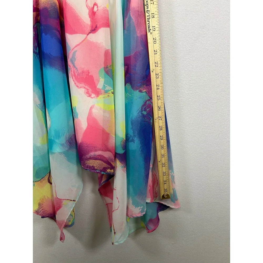 Boho Watercolor The Childrens Place Girls 10/12 Multi Ruffle High-Low Dress - Picture 6 of 10